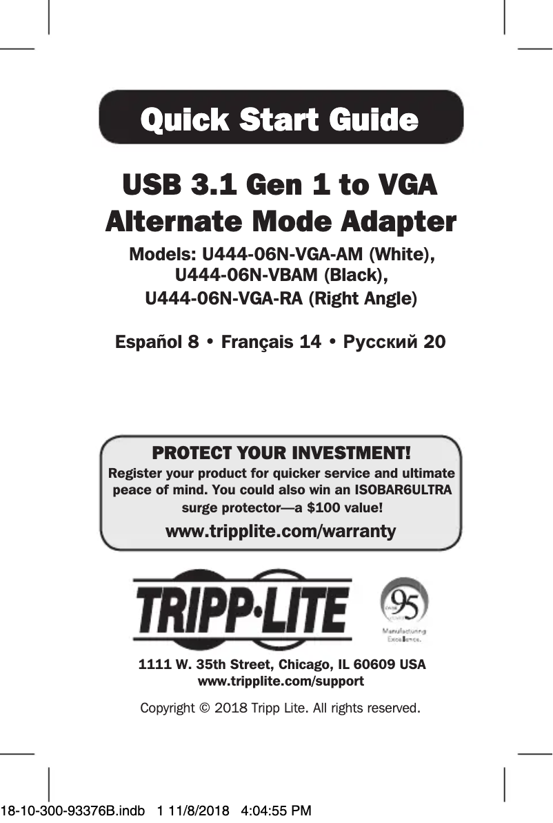 Página nº 1 - Manual de usuario Tripp Lite U444-06N-VGA-AM