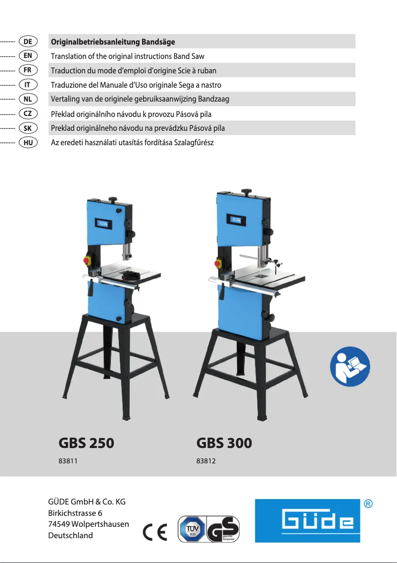 Página 1 del manual Manual de usuario Güde GBS 300