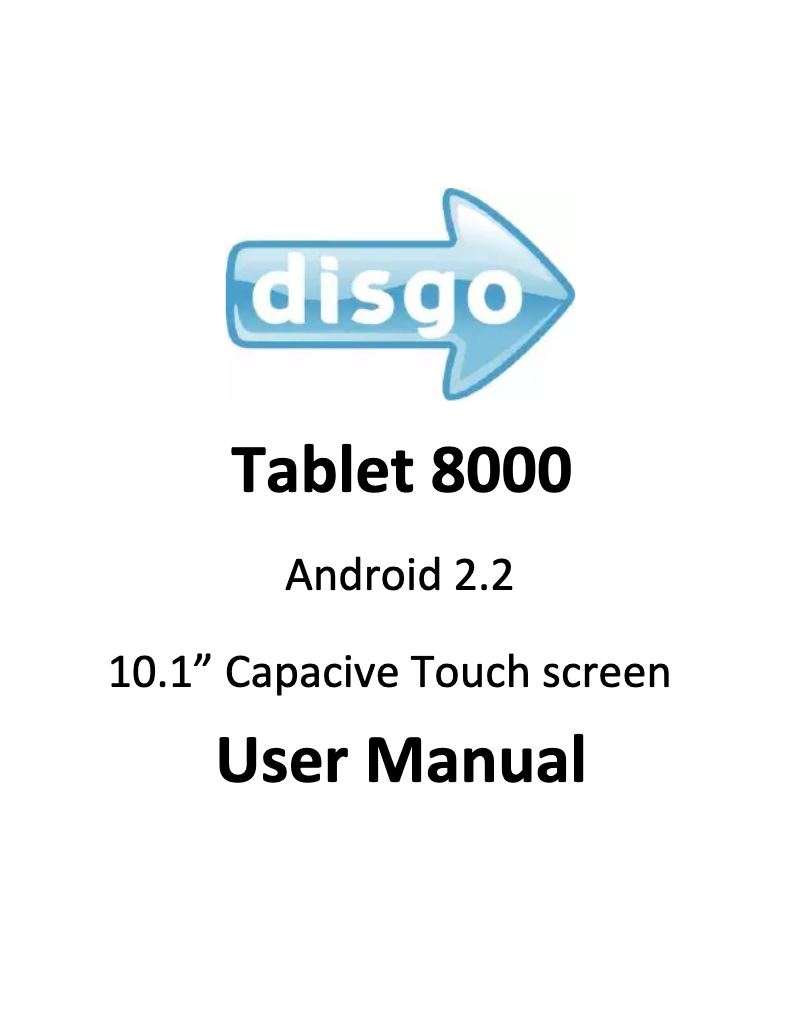 Imagen de la primera página del manual del dispositivo Tablet 8000