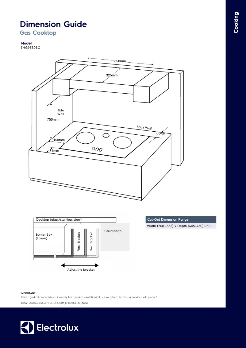 Página 1 del manual Dibujo técnico Electrolux EHG9350BCP