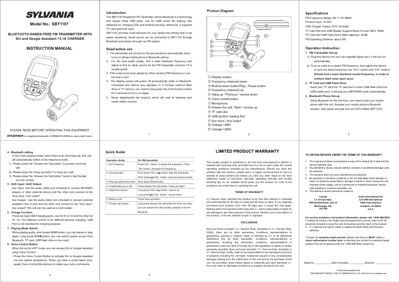 Página 1 del manual Manual de usuario Sylvania SBT1107