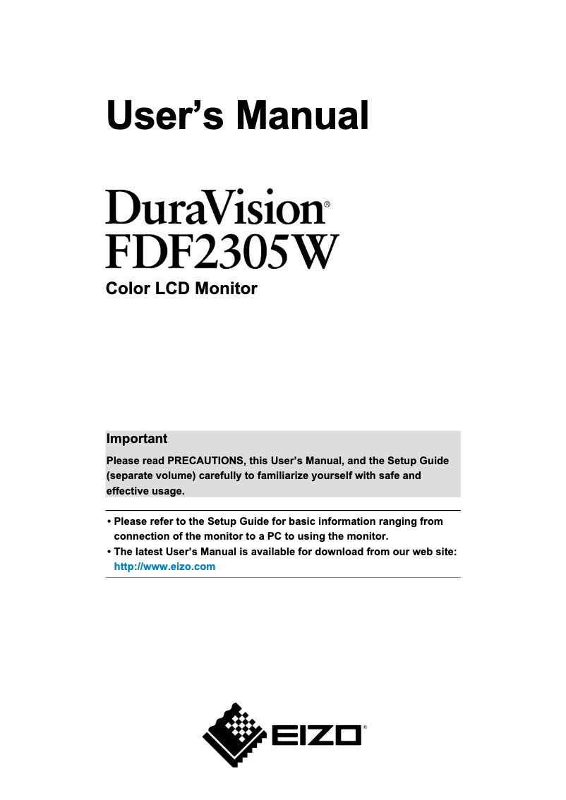 Imagen de la primera página del manual del dispositivo DuraVision FDF2305W