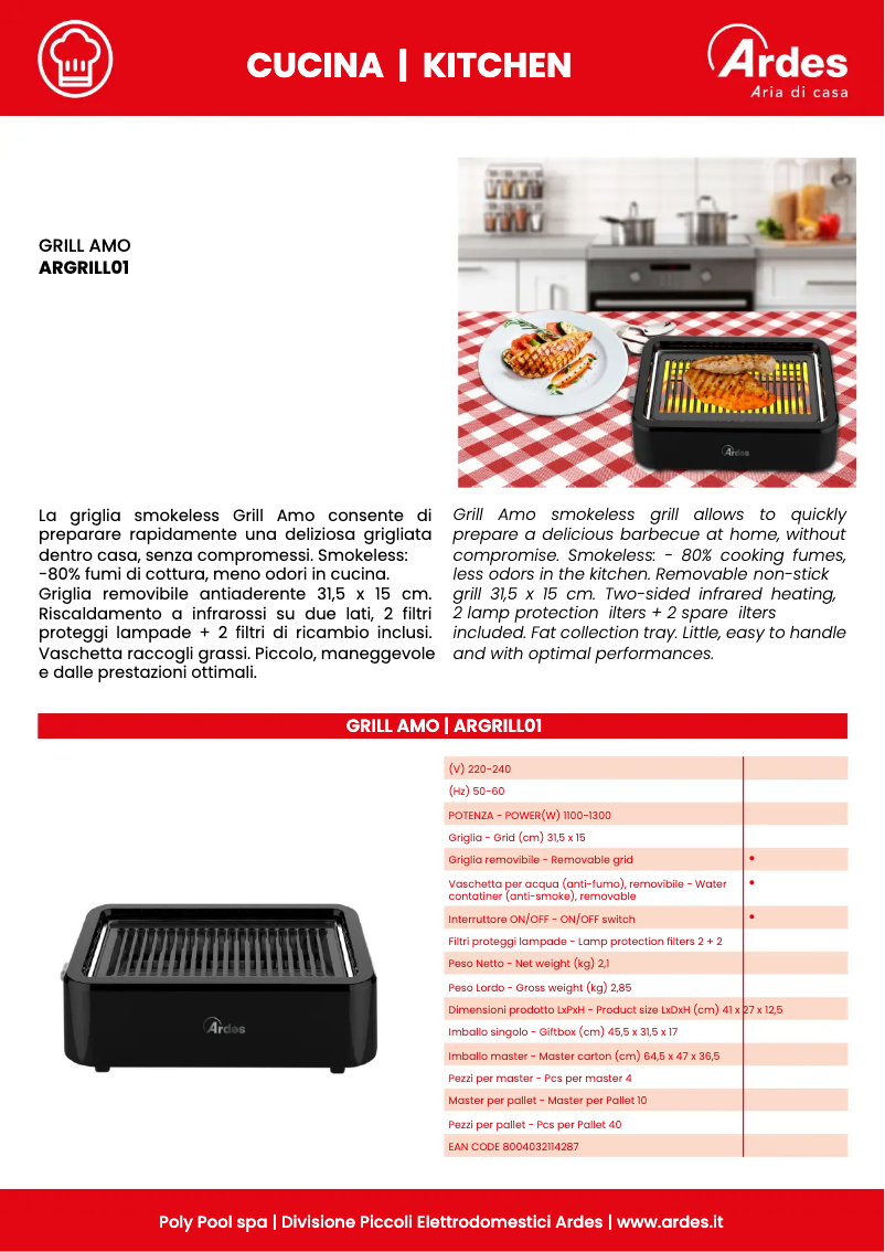 Página 1 del manual Ficha técnica Ardes ARGRILL01