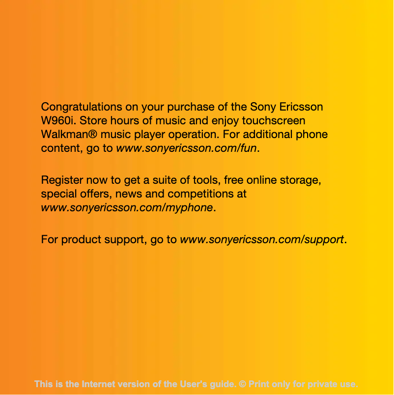 Imagen de la primera página del manual del dispositivo W960i