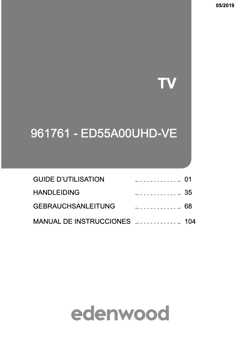 Página 1 del manual Manual de usuario Edenwood ED55A00UHD-VE