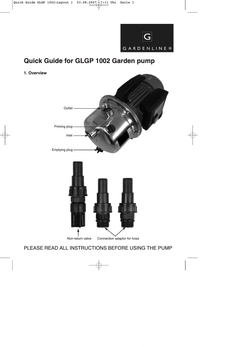Página nº 1 - Manual de usuario Gardenline GLGP 1002