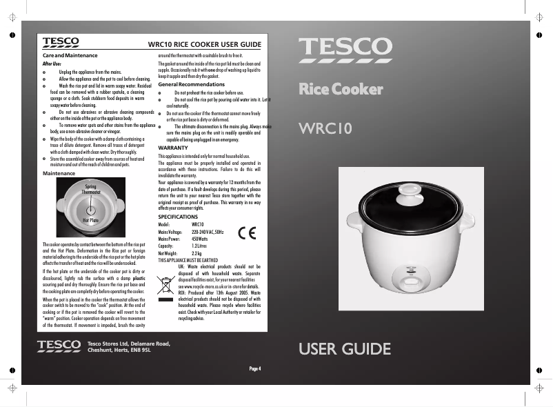 Imagen de la primera página del manual del dispositivo WRC10