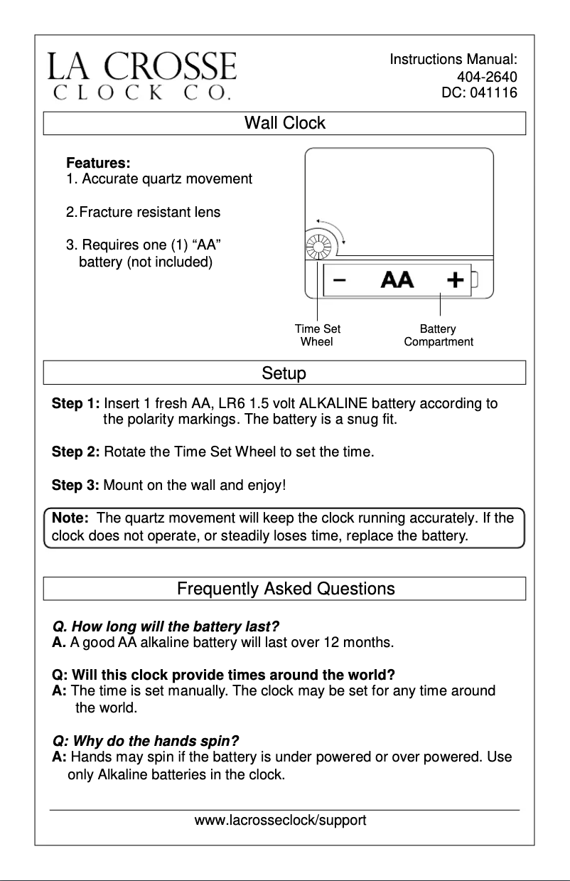 Página 1 del manual Preguntas frecuentes La Crosse Technology 404-2624O