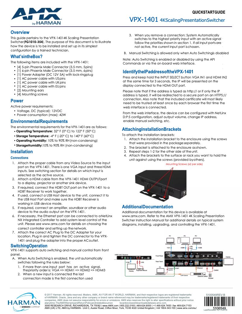 Imagen de la primera página del manual del dispositivo VPX-1401