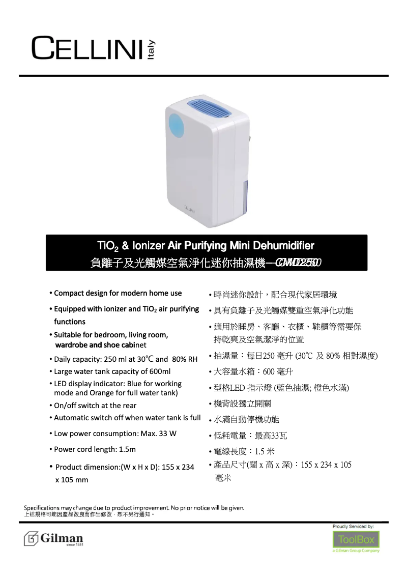 Página 1 del manual Manual de usuario Cellini CMD250