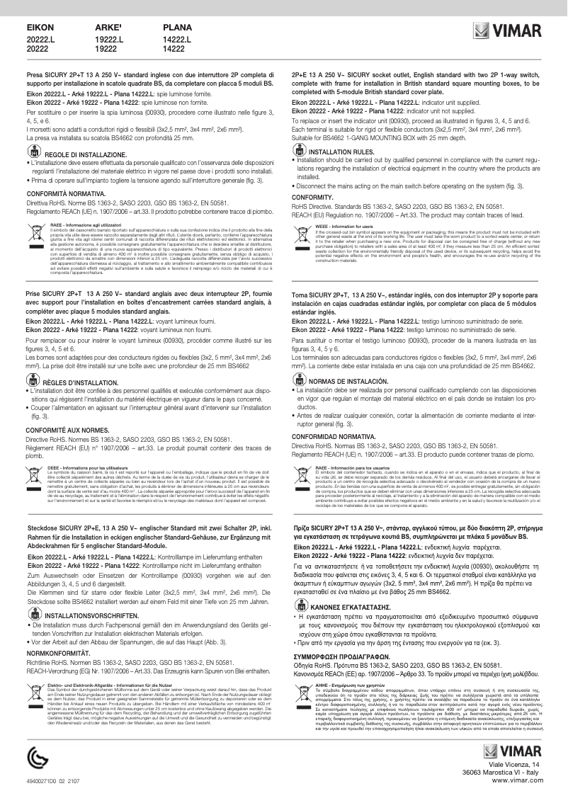 Imagen de la primera página del manual del dispositivo 19222.L