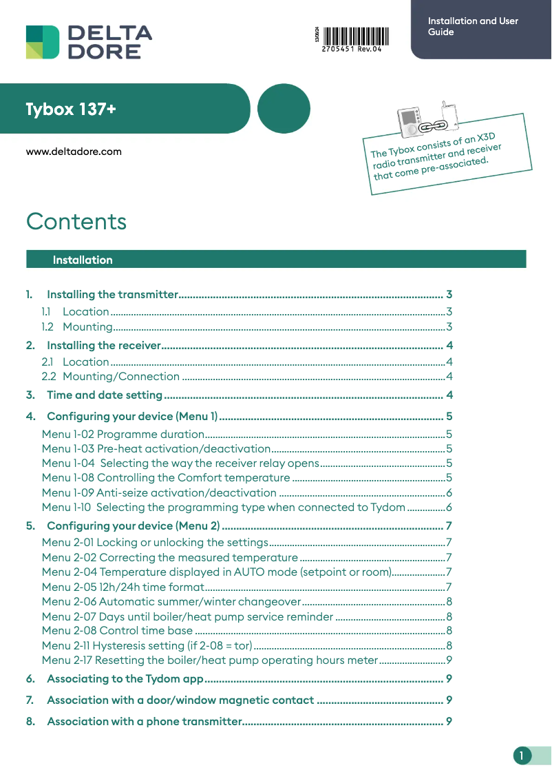 Página 1 del manual Guía de instalación Delta Dore Tybox 137