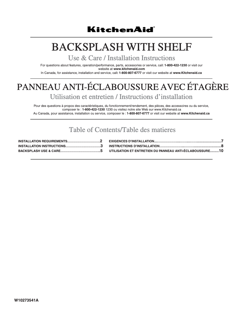 Página nº 1 - Manual de usuario KitchenAid W10225948