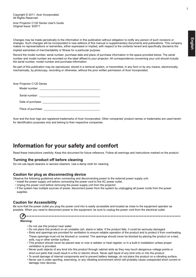 Imagen de la primera página del manual del dispositivo C120