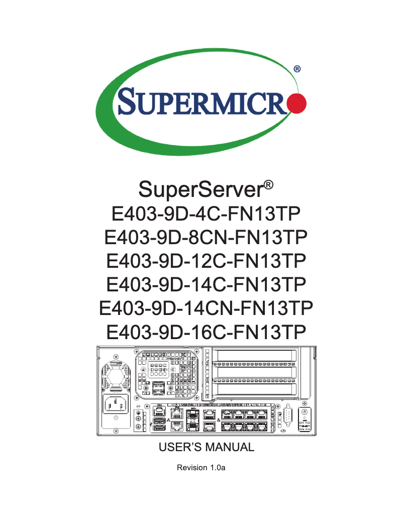 Imagen de la primera página del manual del dispositivo SuperServer E403-9D-14CN-FN13TP