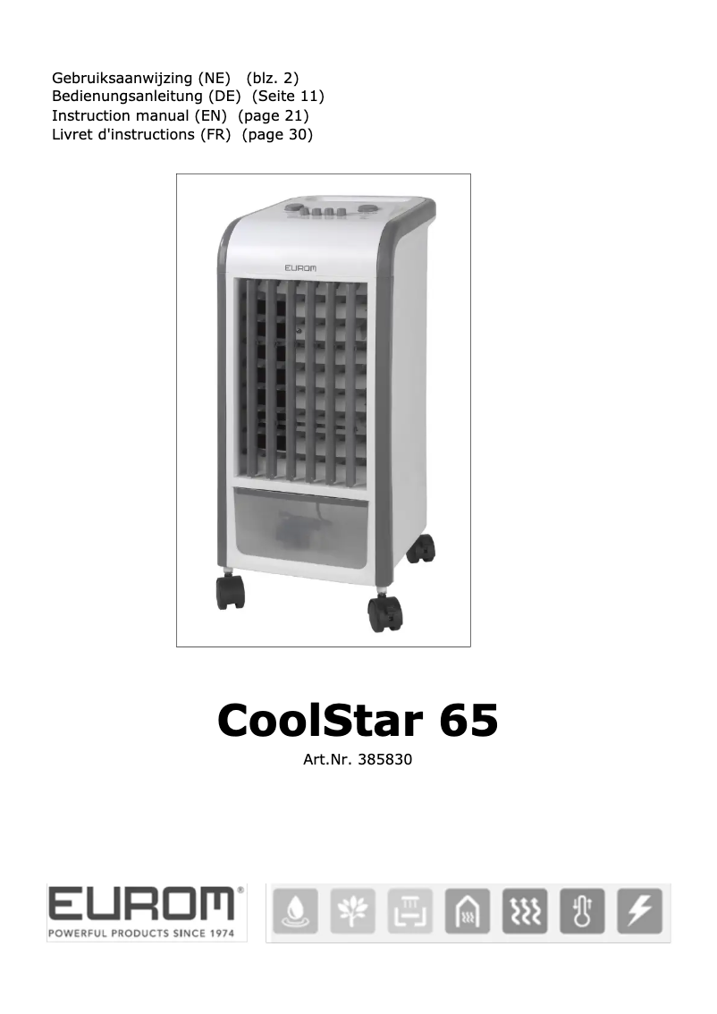 Imagen de la primera página del manual del dispositivo CoolStar 65