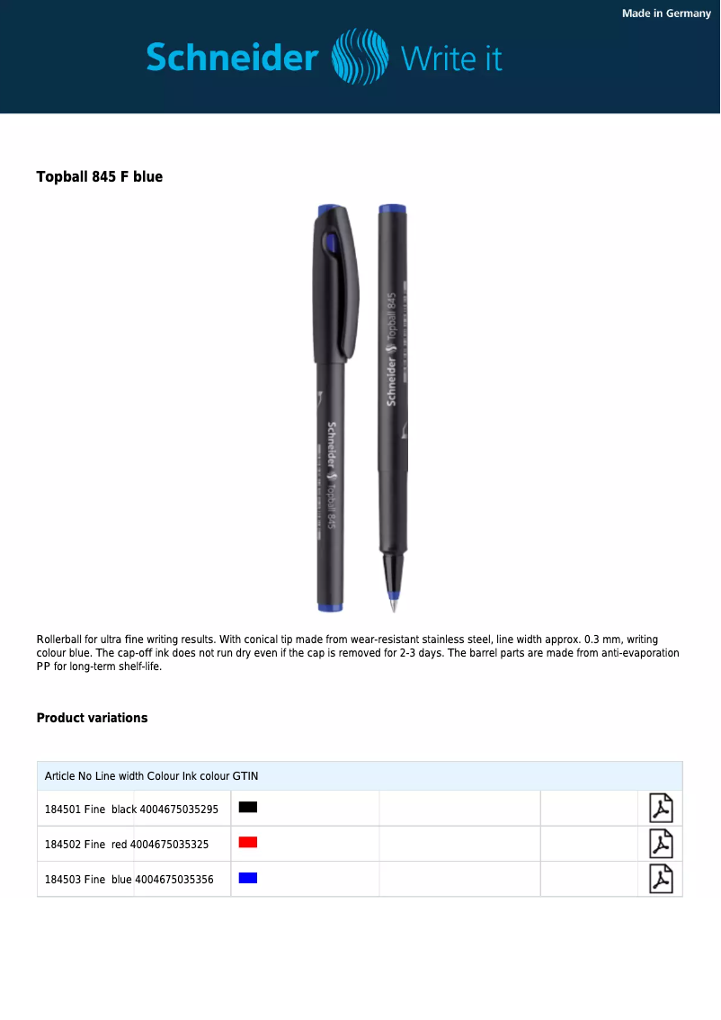 Imagen de la primera página del manual del dispositivo Topball 845