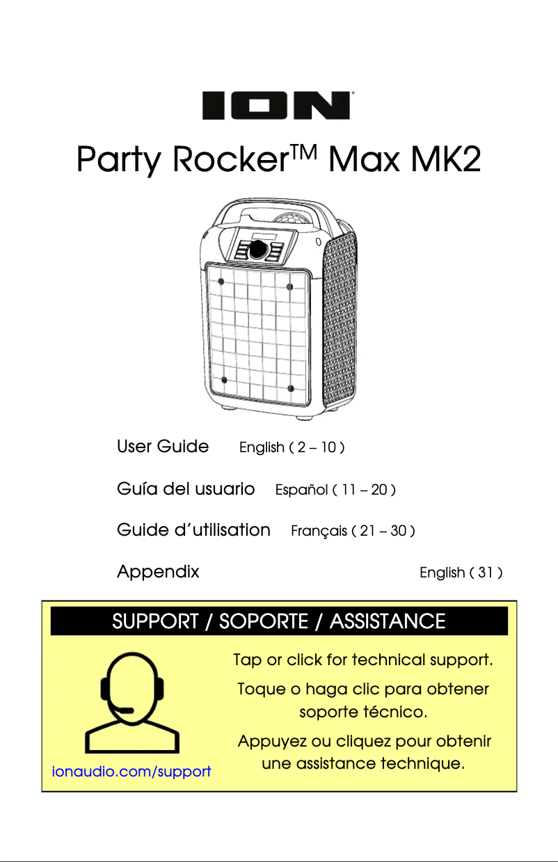 Imagen de la primera página del manual del dispositivo Party Rocker Max MK2