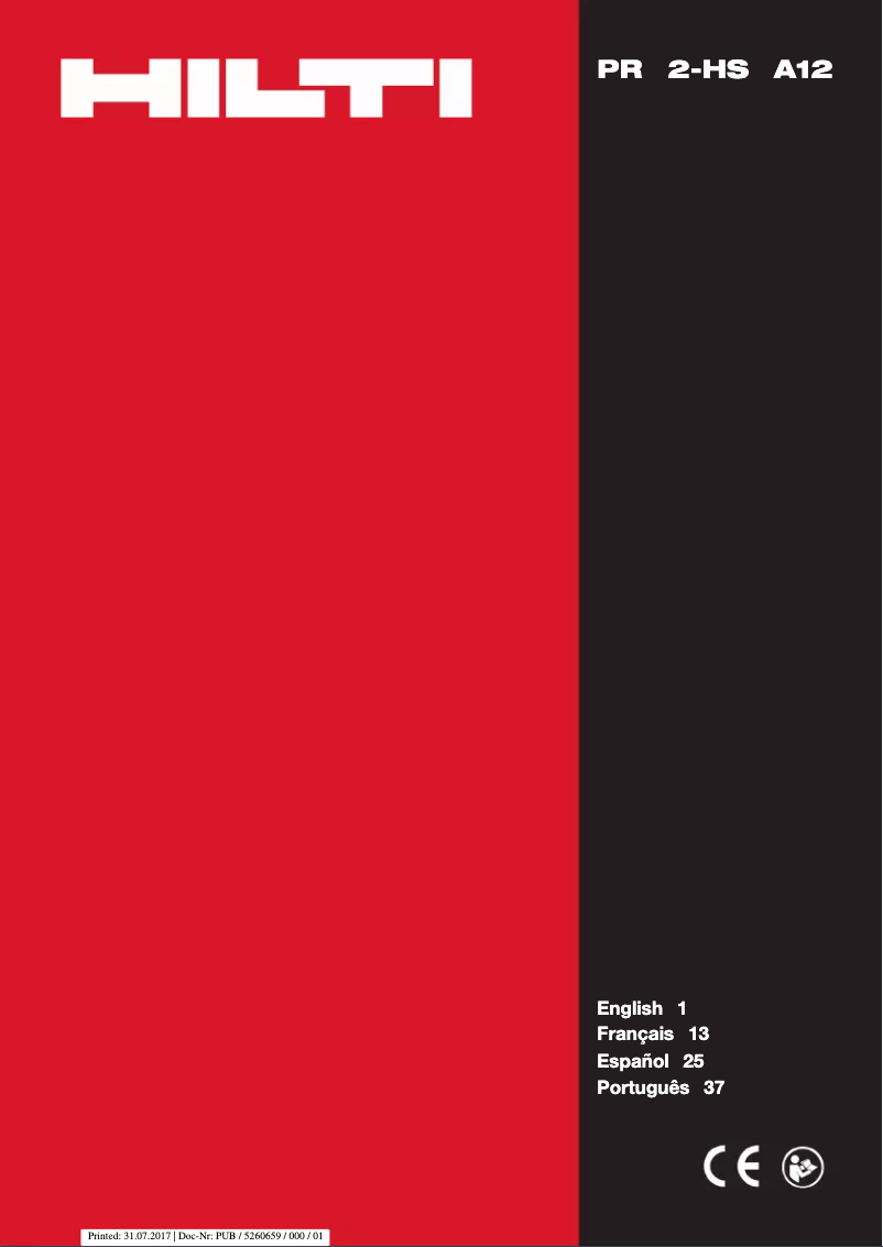 Página 1 del manual Manual de usuario Hilti PR 2-HS A12