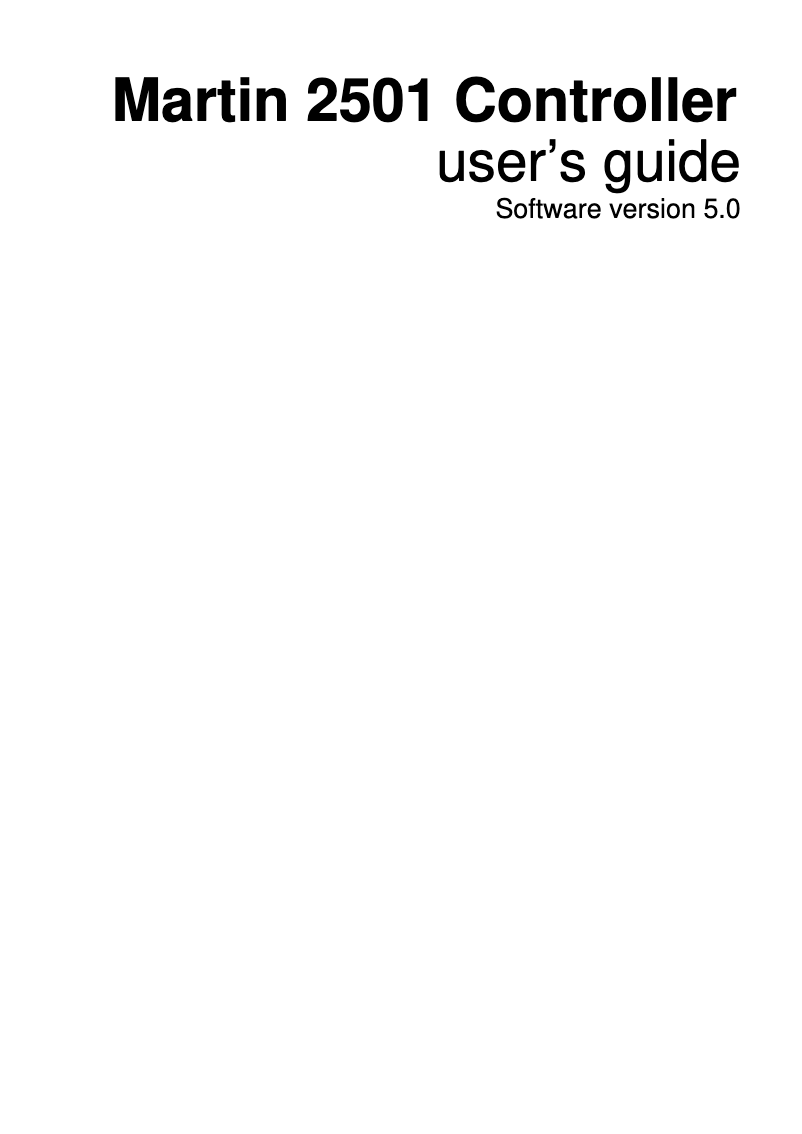 Página 1 del manual Manual de usuario Martin 2501 Controller