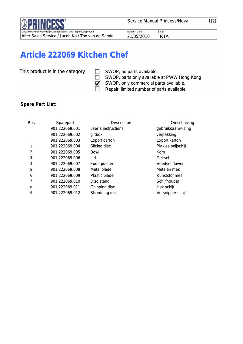 Imagen de la primera página del manual del dispositivo 222069