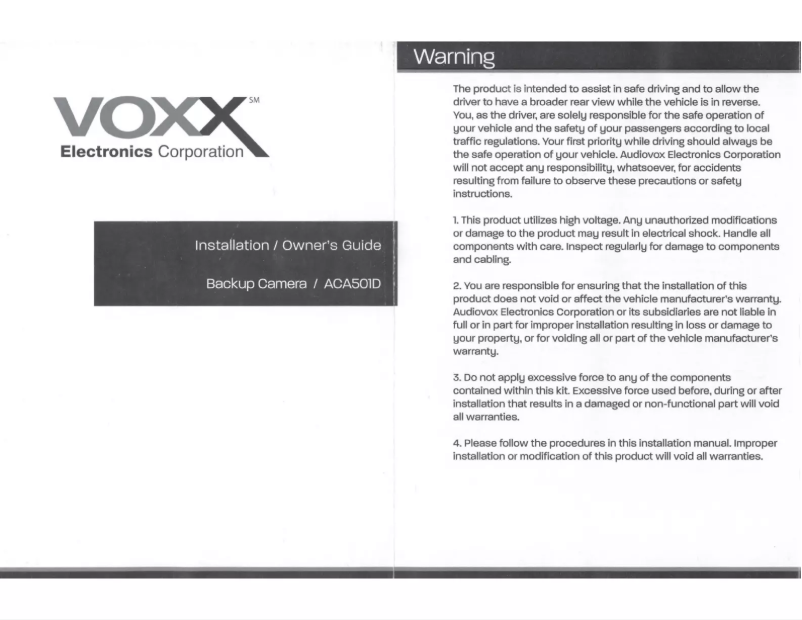 Imagen de la primera página del manual del dispositivo ACA501D