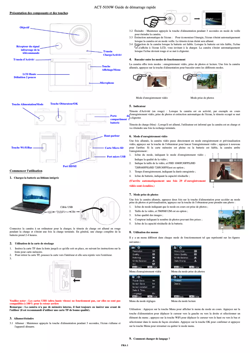 Imagen de la primera página del manual del dispositivo ACT-5030W