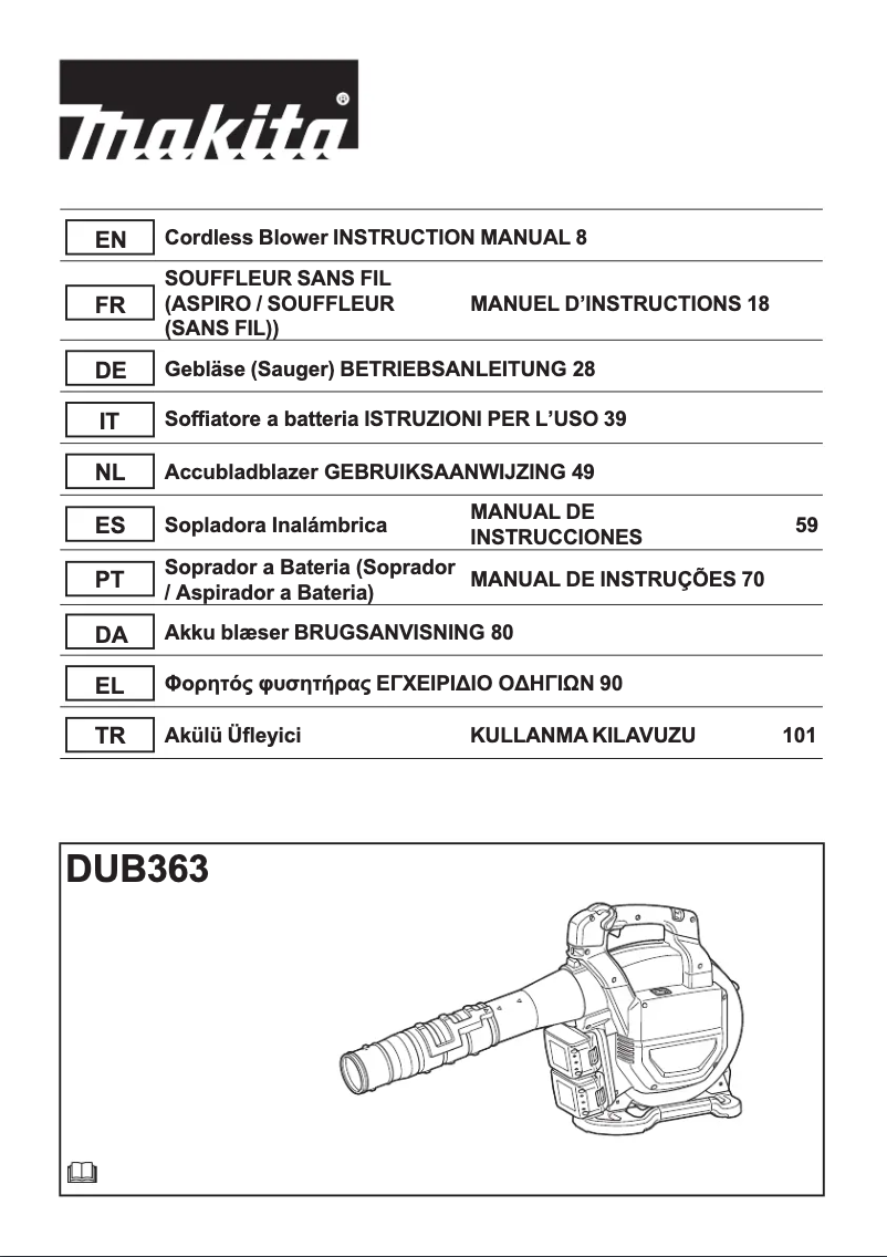 Página 1 del manual Manual de usuario Makita DUB363PT2V