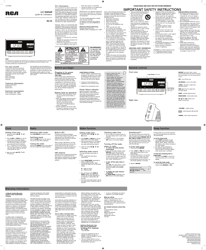 Imagen de la primera página del manual del dispositivo RC10