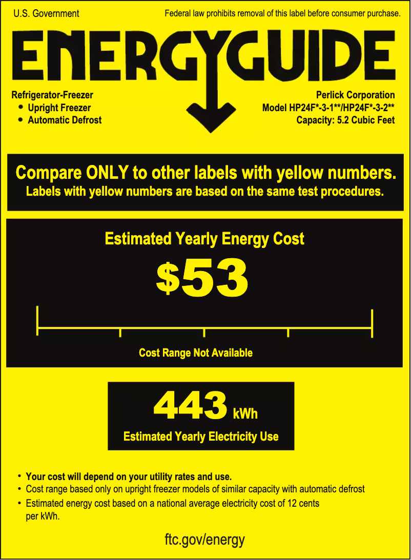 Página nº 1 - Etiqueta energética Perlick HP24FS-3-1L