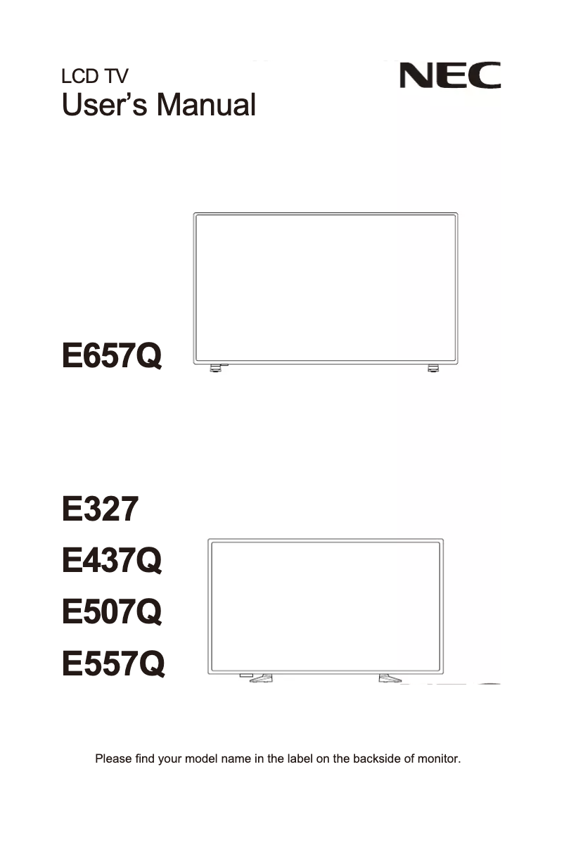 Imagen de la primera página del manual del dispositivo MultiSync E437Q