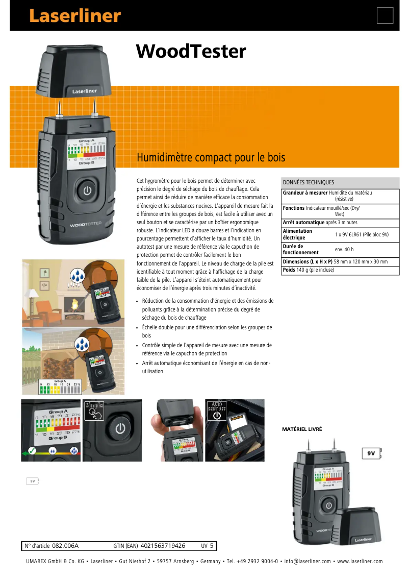 Imagen de la primera página del manual del dispositivo WoodTester