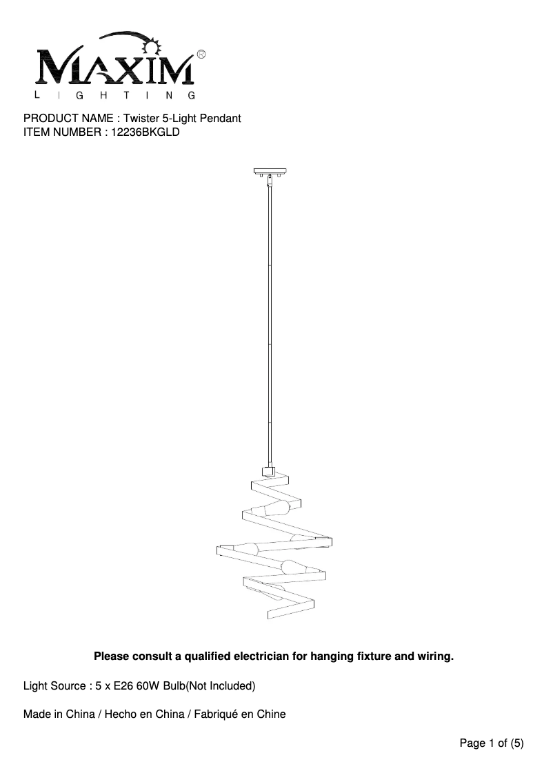 Imagen de la primera página del manual del dispositivo Twister 12236BKGLD