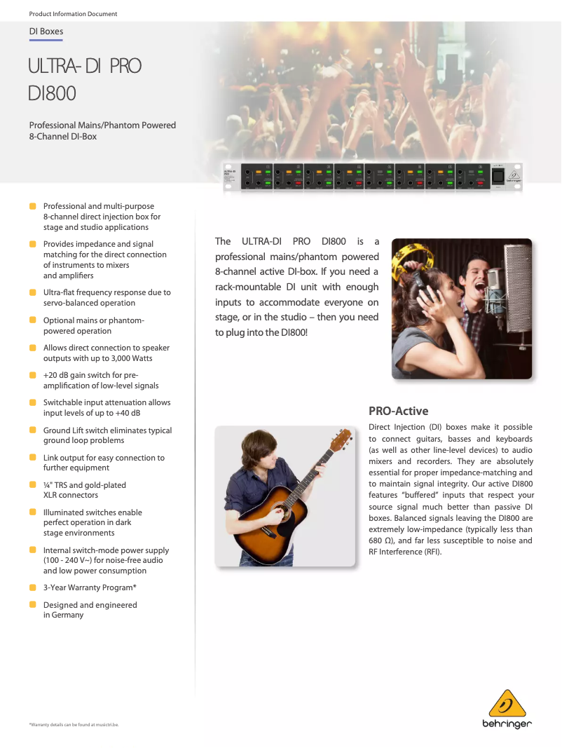 Imagen de la primera página del manual del dispositivo Dultra-DI Pro DI800