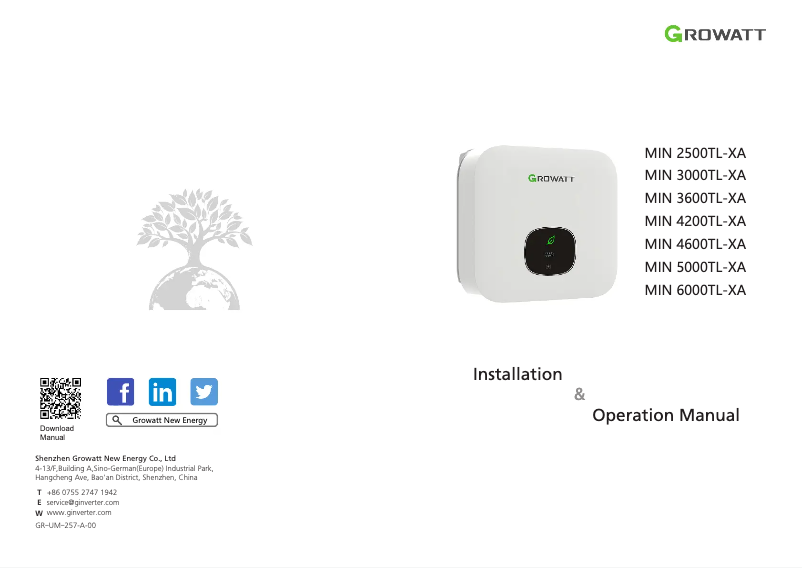 Imagen de la primera página del manual del dispositivo MIN 2500-5000TL-XA