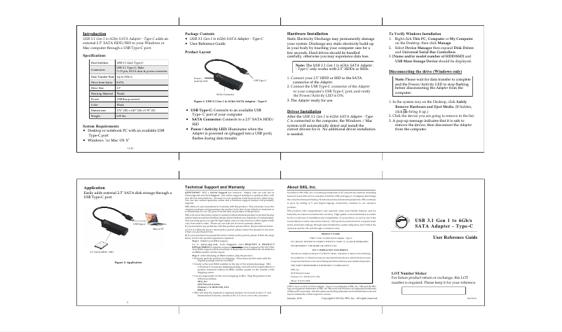 Página 1 del manual Manual de usuario Siig JU-SA0R11-S1