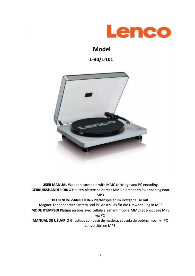 Imagen de la primera página del manual del dispositivo L-101