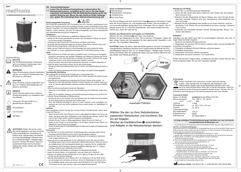 Imagen de la primera página del manual del dispositivo AD 100