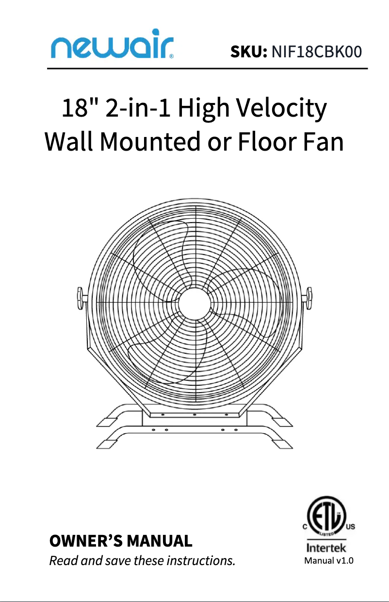 Imagen de la primera página del manual del dispositivo NIF20WBK00