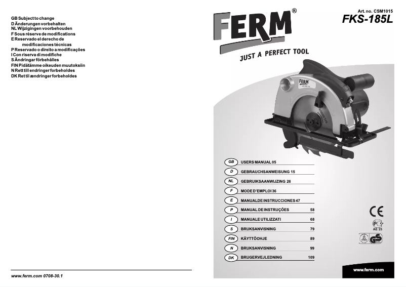 Página nº 1 - Manual de usuario Ferm FKS-185L