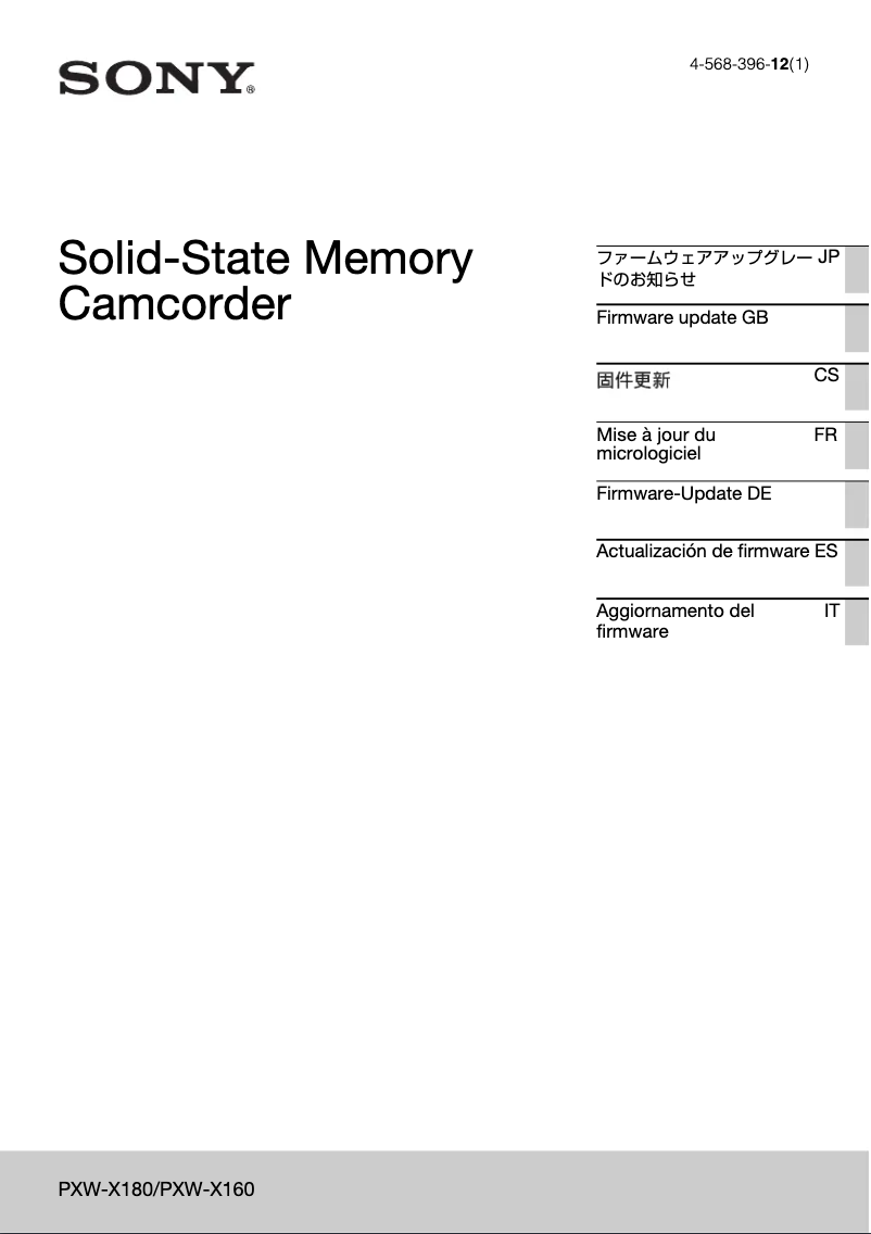 Imagen de la primera página del manual del dispositivo PXW-X160