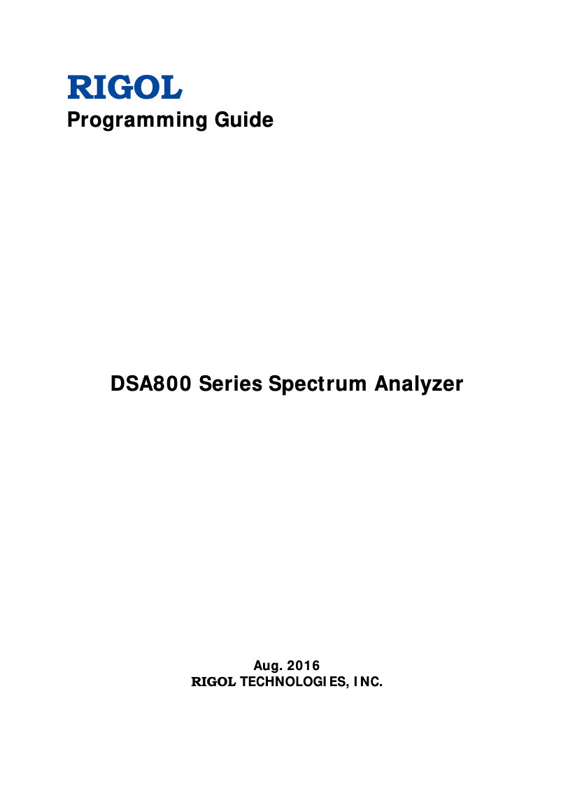 Página nº 1 - Manual de usuario Rigol DSA875-TG