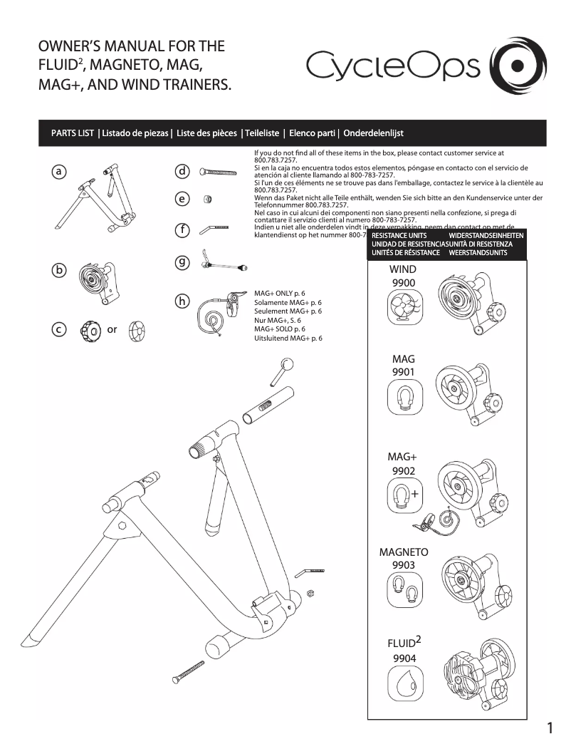 Página 1 del manual Manual de usuario CycleOps Magneto