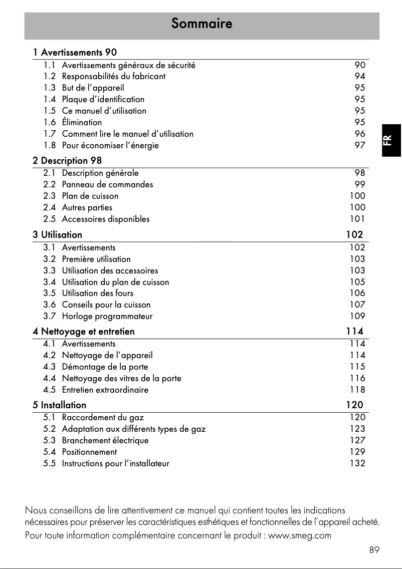 Página 1 del manual Manual de usuario Smeg TR62BL