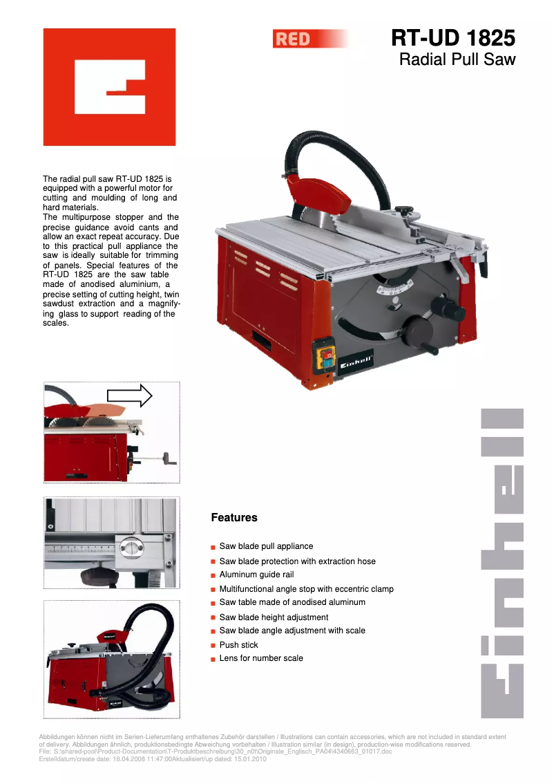 Página 1 del manual Manual de usuario Einhell RT-UD 1825