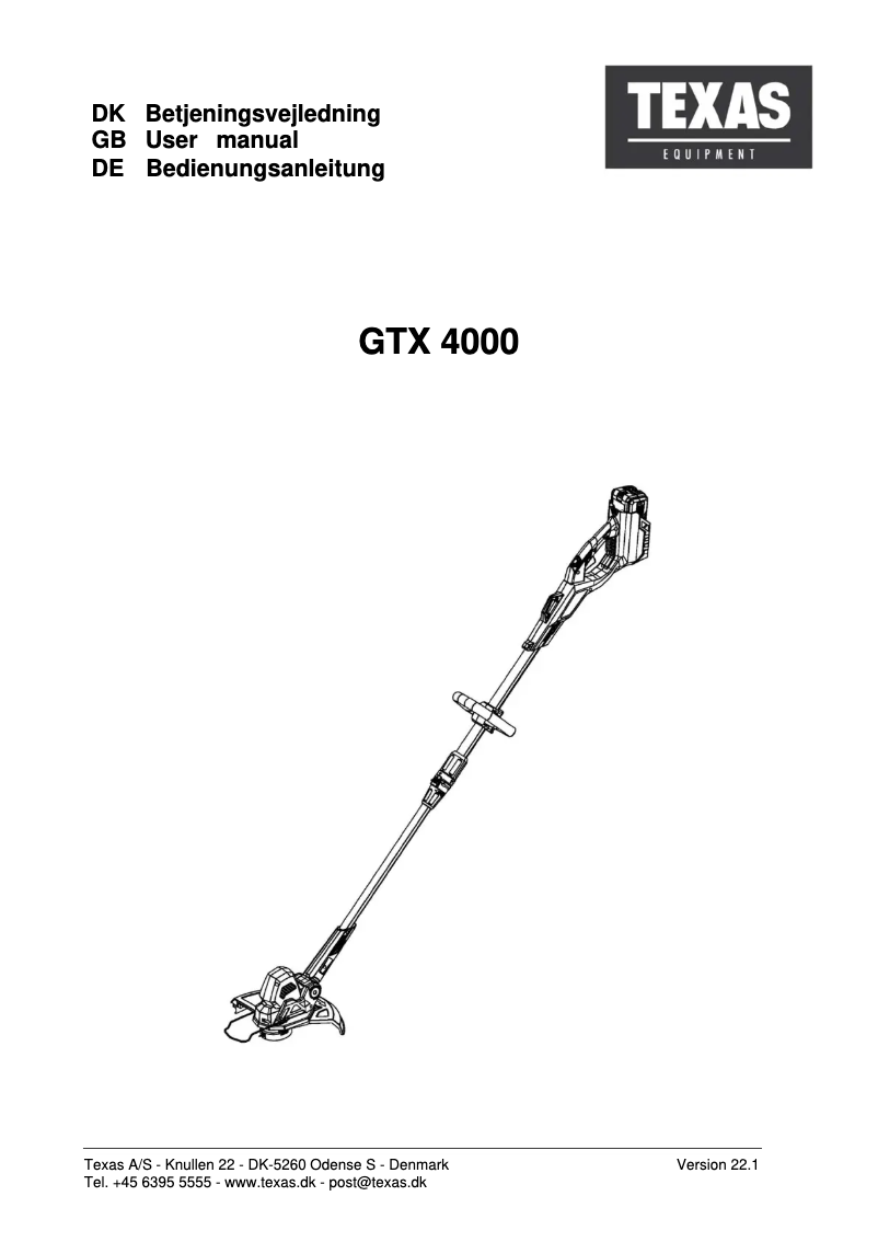 Página nº 1 - Manual de usuario Texas GTX4000