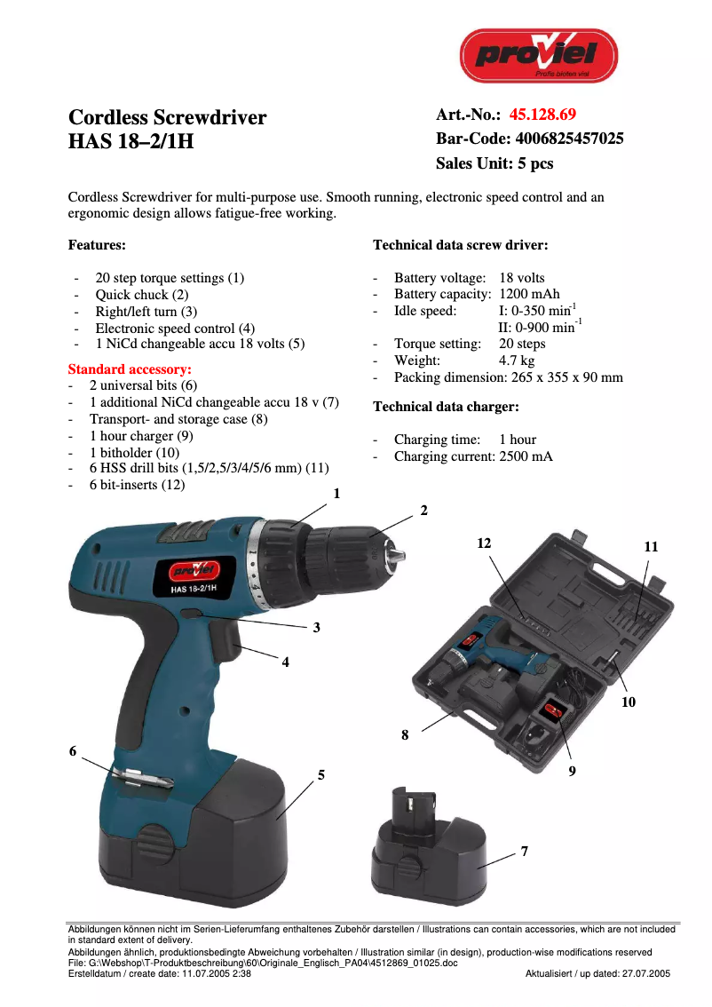 Imagen de la primera página del manual del dispositivo HAS 18-2/1H