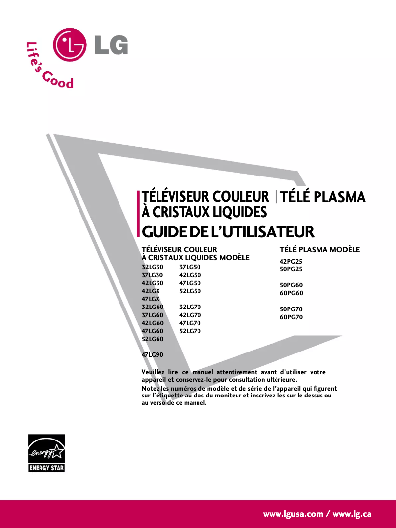 Imagen de la primera página del manual del dispositivo 50PG25