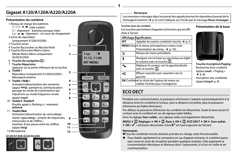 Imagen de la primera página del manual del dispositivo Gigaset A120 Duo