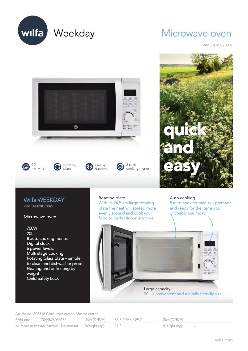 Imagen de la primera página del manual del dispositivo Weekday WMO-D20L700W